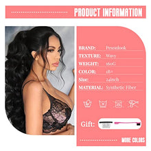 Load image into Gallery viewer, 24 Inches Long Wave Drawstring Ponytail Hair Extension, Curly Wave Synthetic Clip in Hair Extension Ponytail Hair Extension Hairpiece for Women (1B#)