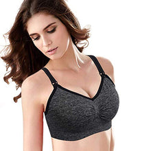 Load image into Gallery viewer, HBselect Women's Seamless Maternity Nursing Bra, L, Black + Gray + Purple