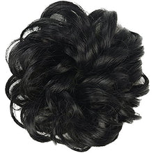 Load image into Gallery viewer, Synthetic Hair Chignons Elastic Curly Scrunchie Hair Extensions Hair Ribbon Ponytail Hair Bundles Updo Hairpieces Hair Buns (#1B)