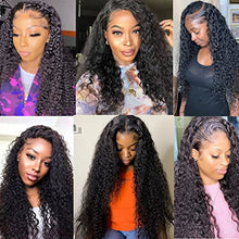 Load image into Gallery viewer, wigs 30 Inch Deep Wave Frontal Wig Transparent Lace 13x4 Curly Human Hair Wigs for Black Women 150% Density Water Wave Lace Front Wig Closure Bob for daily party