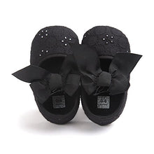 Load image into Gallery viewer, LACOFIA Infant Baby Girls Princess Bowknot Anti-Slip Soft Sole Crib Shoes Black 0-3 Months