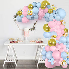 Load image into Gallery viewer, Balloon Arch Garland Kit 90pcs Blue and Pink Balloons Gold Confetti Balloons Macaron Latex Balloon for Birthday Party Decoration Baby Shower Supplies Wedding Ceremony Balloon Arch