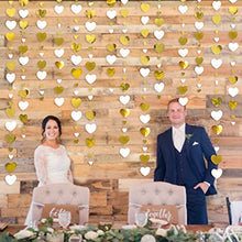 Load image into Gallery viewer, 52Ft White and Gold Love Heart Garland Hanging Paper Streamer Banner for Anniversary Bachelorette Engagement Wedding Bridal Shower Birthday Father's Mother's Day Valentines Christmas Party Decorations