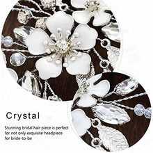 Load image into Gallery viewer, Vakkery Bride Flower Wedding Hair Vines Silver Crystal Headbands Floral Bridal Hair Accessories for Women and Girls