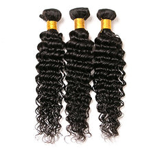 Load image into Gallery viewer, Deep Curly Hair 3 Bundles 12 14 16 Inch Peruvian Deep Wave Hair 300 gram Natural Color Virgin Remy Human Hair Extensions Weave Weft for Full Head