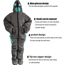 Load image into Gallery viewer, YLWJ Sleeping Bag with Arms and Legs Camping 0 Degree Sleeping Bag Wearable Lightweight Waterproof Warm & Cold Weather - 5℃/5℃ for Adults & Kids
