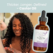 Load image into Gallery viewer, Eva Naturals Organic Castor Oil (60ml) - Promotes Hair, Eyebrow and Eyelash Growth - Diminishes Wrinkles and Signs of Aging - Hydrates and Nourishes Skin - 100% Pure - Cold Pressed, Premium Quality