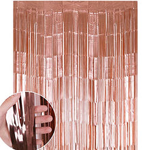 Load image into Gallery viewer, Rose Gold Foil Fringe Curtain 3ft x 8.3ft, 1 Pack Rose Gold Metallic Tinsel Curtain Birthday Decorations, Foil Curtain for Birthday Graduation Wedding Engagement Bridal Shower Bachelorette Holiday