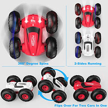 Load image into Gallery viewer, Remote Control Cars - GizmoVine Flip Stunt Rally Car - 2.4GHz 2 in 1 Reversible Design 360° Spins RC Car - RC Stunt Vehicle for Kids Age 6-12, Cool Stunts, Tricks, LED Headlight, AAA Battery Powered