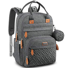 Load image into Gallery viewer, Baby Changing Bag Backpack, BabbleRoo Nappy Changing Back Pack Diaper Bags with Changing Mat & Pacifier Holder for Mom & Dad (Dark Grey)