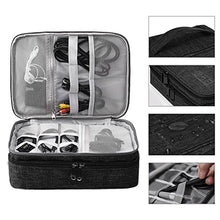 Load image into Gallery viewer, Hcfgs Travel Cable Organiser Bag,Doppelschicht Electronics Accessories Organizer Bag, Universal Carry Travel Gadget Bag for Cables, Power Bank,USB Drive, Charger Hard Disk (black)