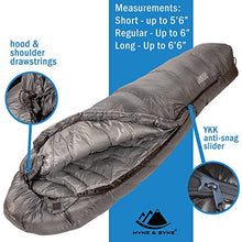 Load image into Gallery viewer, Hyke & Byke Katahdin 0C -10C -15C 625 Fill Power Hydrophobic Sleeping Bag with Advanced Synthetic - Ultra Lightweight 4 Season Men and Women Mummy Bag Designed for Backpacking