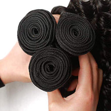 Load image into Gallery viewer, BLACKMOON HAIR Brazilian Virgin Hair Deep Wave Bundles 3 Bundles Unprocessed Virgin Human Hair Extension Deep Curly Hair Weave Natural Black Color(24 24 26 Inch)