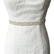 Load image into Gallery viewer, ShinyBeauty Wedding Sash Belts for Women Diamante Crystal Rhinestone Applique Silver 2.5cm Wide by 1 Yard (92cm) Long Crystal and Rhinestone Flower Bridal Dress Belts DIY Wedding Dress
