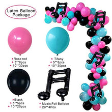 Load image into Gallery viewer, Heboland Music Theme Balloon Garland Arch Kit for Girls Ladies Birthday Decorations Party Supplies,Tik Tok 105Pcs Hot Pink Black Tiffany and Music Note Foil Balloons