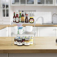 Load image into Gallery viewer, HapiRm Kitchen Cupboard Organiser Shelf Organiser Kitchen Storage, Stackable Plate Organiser for Kitchen Cupboard, Kitchen Storage Rack for Countertops, Pantry, Food and Utensils, Steel 2 Pack