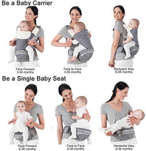 Load image into Gallery viewer, Bebamour Baby Carrier Newborn to Toddler, 6 in 1 Baby Carrier for 0-36 Months, 100% Cotton, Foldable Baby Hipseat Attached 3pcs Baby Drool Bibs (Black)