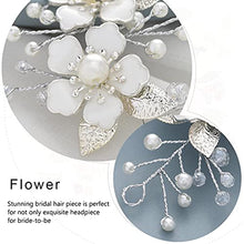 Load image into Gallery viewer, Vakkery Bride Flower Wedding Hair Vines Silver Pearl Hair Piece Bridal Hair Accessories for Women and Girls