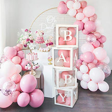 Load image into Gallery viewer, Baby Shower Decoration Balloon Boxes – 4Pcs DIY White Transparent Boxes with 30 Letters BABY + A-Z for Boys Girls Baby Shower,DIY Name Combination,Gender Reveal Backdrop Birthday Party Supplies