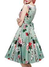 Load image into Gallery viewer, ihot Women's Vintage 1950s Classy Rockabilly Retro Floral Pattern Print Cocktail Evening Swing Party Dress, 1-ice Blue, M