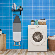 Load image into Gallery viewer, TJ.MOREE Ironing Board Hanger - Laundry Room Iron and Ironing Board Holder, Metal Wall Mount with Large Storage Wooden Base Basket and Removable Hooks