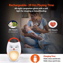 Load image into Gallery viewer, USB Powered-Baby Sleep Soother Sound Machines, Rechargeable, Portable White Noise Sound Machine with Night Light, 8 Soothing Sounds and 3 Timers Shusher for Traveling, Sleeping, Baby Carriage (Owl)