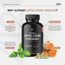 Load image into Gallery viewer, Organic Apple Cider Vinegar 1300mg - with Turmeric, Ginger & Cayenne Pepper - Raw Unfiltered with The Mother , Keto Diet, 120 Vegan Capsules