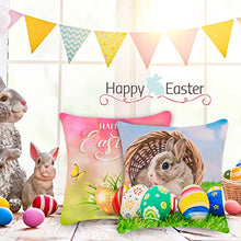 Load image into Gallery viewer, Vimbo Easter Cushion Cover Set of 4, 45 x 45 cm, Welcome Easter Decoration Cushion Covers Spring Cotton Linen Cushion Covers for Living Room Sofa Office Car Decor (2#)