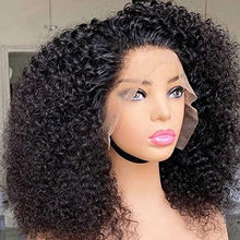 Load image into Gallery viewer, Afro Curly Human Hair Wigs 16 Inch Glueless 13×4 Lace Front Mongolian Kinky Curly Human Hair Wigs 150% Density Pre Plucked with Baby Hair for Black Women Natural Color