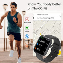 Load image into Gallery viewer, Fitonme Smart Watch for Men Woman 1.69'' Bluetooth Smartwatch Make or Receive Calls Fitness Tracker Watch IP67 Waterproof Steps Calorie Sleep SMS for Android iPhone Black