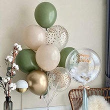 Load image into Gallery viewer, GIHOO 127PCS Olive Green Balloon Garland Arch Kit White Gold Confetti Balloons Retro Green Balloon and Gold Metallic Chrome Latex Balloons Set for Wedding Birthday Balloons Baby Shower Decorations