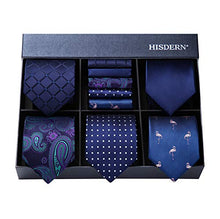 Load image into Gallery viewer, HISDERN Lot 5 PCS Classic Formal Elegant Men's Silk Tie Set Necktie & Pocket Square - Multiple Sets