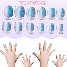 Load image into Gallery viewer, 120 Pieces Kids Press on Nails Children Fake Nails Artificial Nail Tips Girls Full Cover Short False Fingernails for Girls Kids Nail Art Decoration (Blue Color)