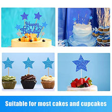 Load image into Gallery viewer, VAINECHAY Birthday Cake Decorations Happy Birthday Cake Toppers for Boy Men Girl Women Kids Blue Star Cupcake Decoration Baby Shower Party Silver