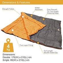 Load image into Gallery viewer, Milestone Camping, Grey, 26750 Envelope Sleeping Bag | 3 Season | Double Insulation | Full Length Dual Zip | Grey & Orange | Packs Down Tight | 210cm x 170cm