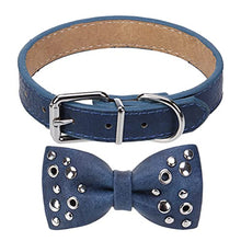 Load image into Gallery viewer, Leather Dog Collar with Bowtie Rivet - Adjustable PU Leather Pet Collars and Bow Tie with Studded Rivet for Small Medium Dogs