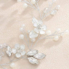 Load image into Gallery viewer, Zoestar Bride Wedding Hair Vine Crystal Flower Headband Bridal Pearl Hair Piece Accessories for Women and Girls (Silver)