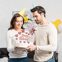 Load image into Gallery viewer, Rorchio Rose Gold Cake Toppers, Happy Birthday Cupcake Topper and 5inch Confetti Balloons for Birthday Cake Decorations