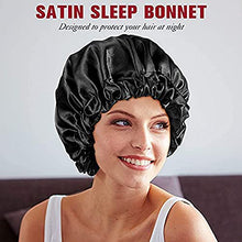 Load image into Gallery viewer, 2 Pcs Satin Sleep Cap for Women Long Hair Silky Bonnet for Curly Hair Waterproof Satin Hair Cap for Sleeping Extra Large Double Layer Adjustable Satin Bonnet for Women