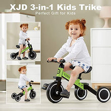 Load image into Gallery viewer, XJD 3 in 1 Kids Tricycles for 1-3 Years Old Kids Trike 3 Wheel Toddler Bike Boys Girls Baby Balance Bike Upgrade 2.0 (green)