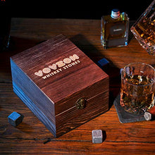Load image into Gallery viewer, Whiskey Stones and Glass Gift Set for Men – 4 Whisky Scotch Bourbon Chilling Stones + Whiskey Rock Glass + Slate Coasters for Whiskey, Christmas/Father's Day/Birthday Gift/Present for Dad Boyfriend