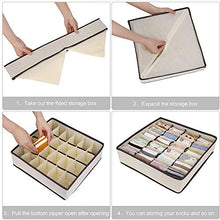 Load image into Gallery viewer, Evance Underwear Drawer Organiser Set of 6, Folding Draw Dividers Storage Bins Box, Collapsible Closet Dividers and Fabric Wardrobe Organisers (Beige)