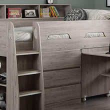 Load image into Gallery viewer, Grey Oak Wooden Kids Bed, Happy Beds Jupiter Mid Sleeper with Storage and Desk - 3ft Single (90 x 190 cm) Frame Only
