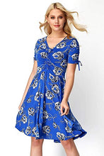 Load image into Gallery viewer, Roman Originals Women Fit & Flare Skater Dress Ladies Stretch Jersey Casual Summer Autumn Winter Party Beach Cruise Holiday V-Neck Knee Length - Royal Blue - Size 16