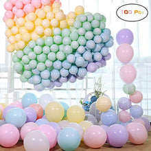 Load image into Gallery viewer, Funny House Pastel Party Balloons, 100 PCS Rainbow balloons Macaron Coloured Latex Balloons Arch Garland Kit with 15m Balloon Chain, 100 Glue Dots for Wedding Birthday Gratulation Party