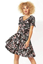 Load image into Gallery viewer, Roman Originals Women Fit & Flare Skater Dress Ladies Stretch Jersey Casual Summer Autumn Winter Party Beach Cruise Holiday V-Neck Knee Length - Pink & Black - Size 10