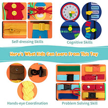 Load image into Gallery viewer, MCGMITT Felt Busy Board for Toddlers, Soft Sensory Activity Board for Fine Motor and Dressing Skills, Early Development Montessori Toys for 2/3/4/5 Years Olds with Alphabet and Numbers Patches (Navy)