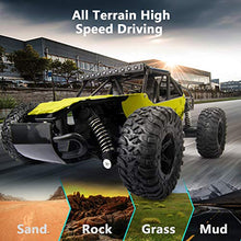 Load image into Gallery viewer, Tecnock RC Cars 1:16 Large Size Remote Control Racing Car for Adults Kids, 2.4Ghz Off Road High Speed Monster Truck Toys, 2WD RC Buggy with 2 Rechargeable Batteries,Toy Gifts for Boys Girls (Yellow)