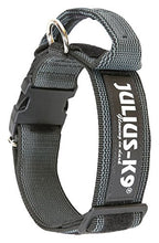 Load image into Gallery viewer, Julius-K9 Colour and Gray Collar with Handle, Safety Lock and Interchangeable Patch, 40 mm (38-53 cm), Black-Gray