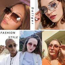 Load image into Gallery viewer, Dollger Rimless Rectangle Sunglasses for round faces for Women Fashion Frameless Square Glasses for Men Ultralight UV400 Eyewear Unisex Tea